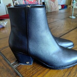 Coach Sleek Black Leather Ankle Boots